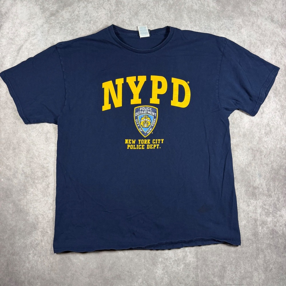 NYPD New York City Police Dept Graphic T-Shirt Navy Blue Mens XL NY Popular